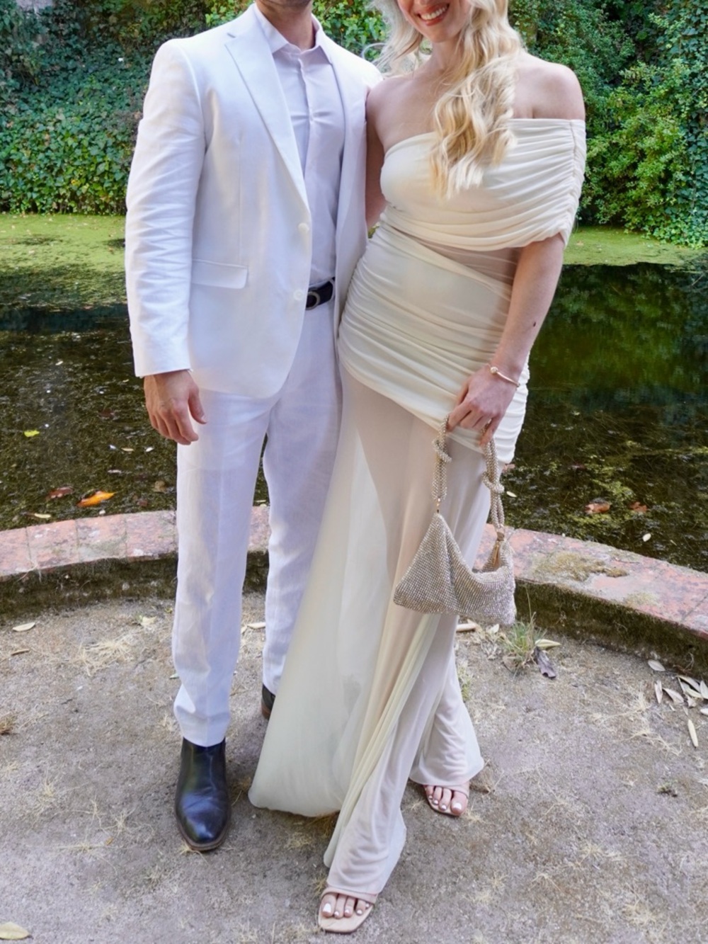 Meshki Dallas Dress-Ivory- One-Shoulder Asymmetrical Ruched Maxi Dress - Picture 5 of 8